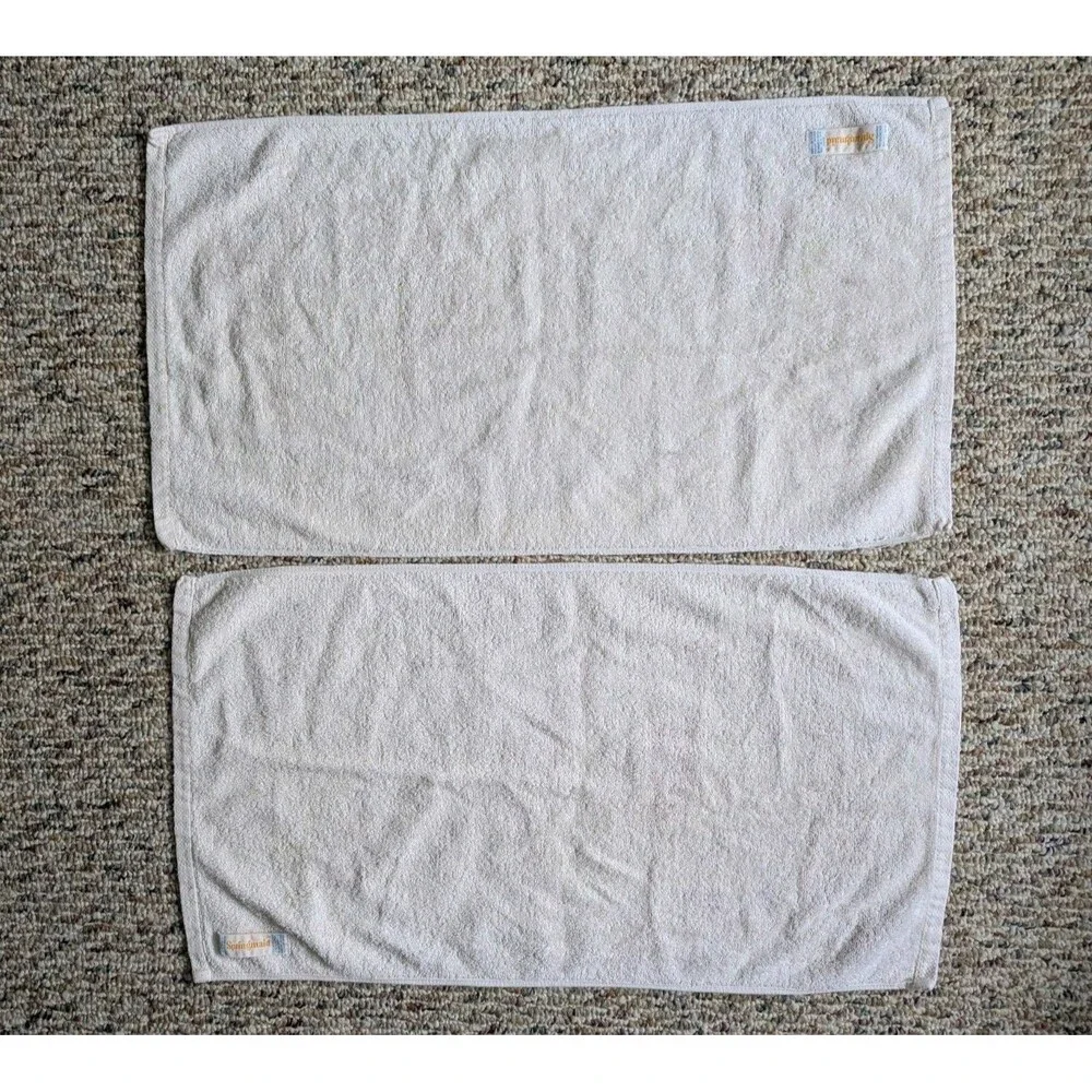 2 Vintage Floral Hand towels Springmaid Made USA Flowers Vines Leaves White